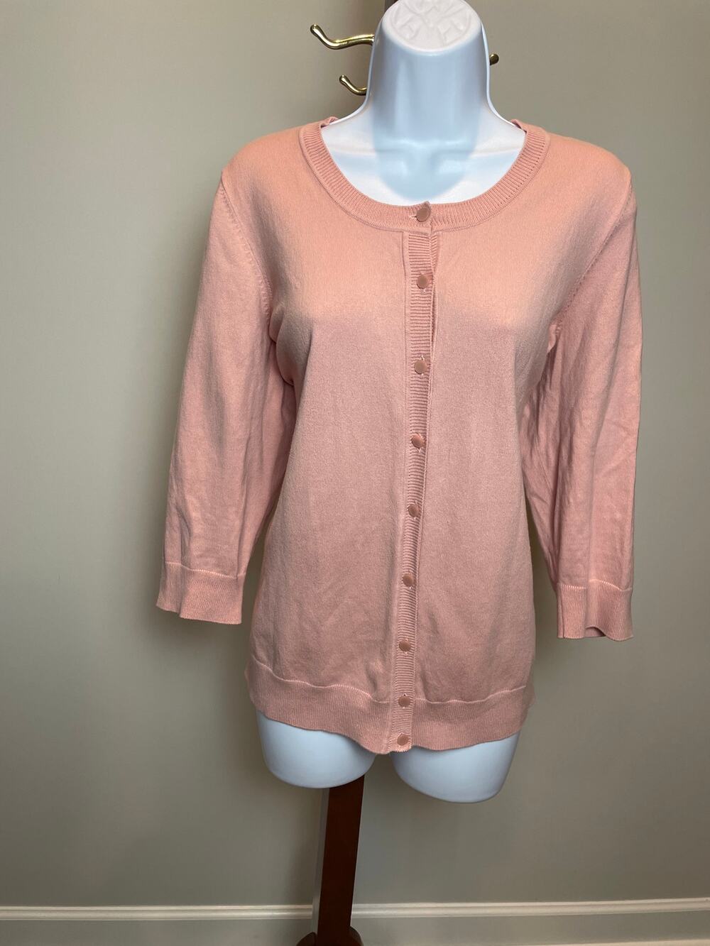 Talbots Cardigan Size 1X Pink Button Front Pima Cotton Blend